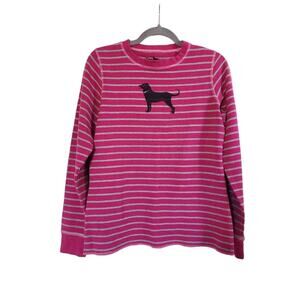 The Black Dog Shirt Pink & Gray Thermal Striped Long-Sleeve Shirt Women's Medium